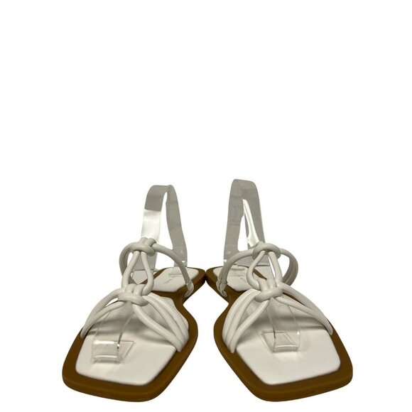 NEW Azelea Wang Women's Sandals Stetson White Slip On Flats Strappy Size 9 - Picture 2 of 7